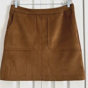 LOFT WOMEN'S FAUX SUEDE SKIRT  Size 12 cognac mini lined